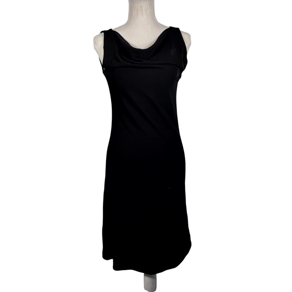 Gap Dress Womens Small Black‎ Sleeveless Cowl Neck Midi Sheath Stretch